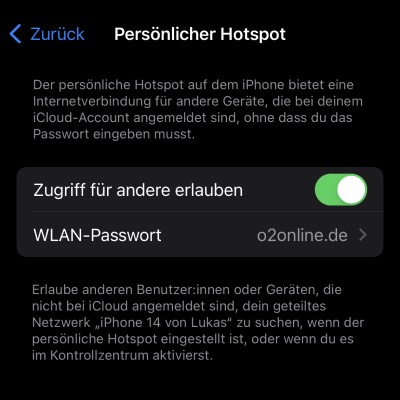 Hotspot einrichten beim iPhone 3